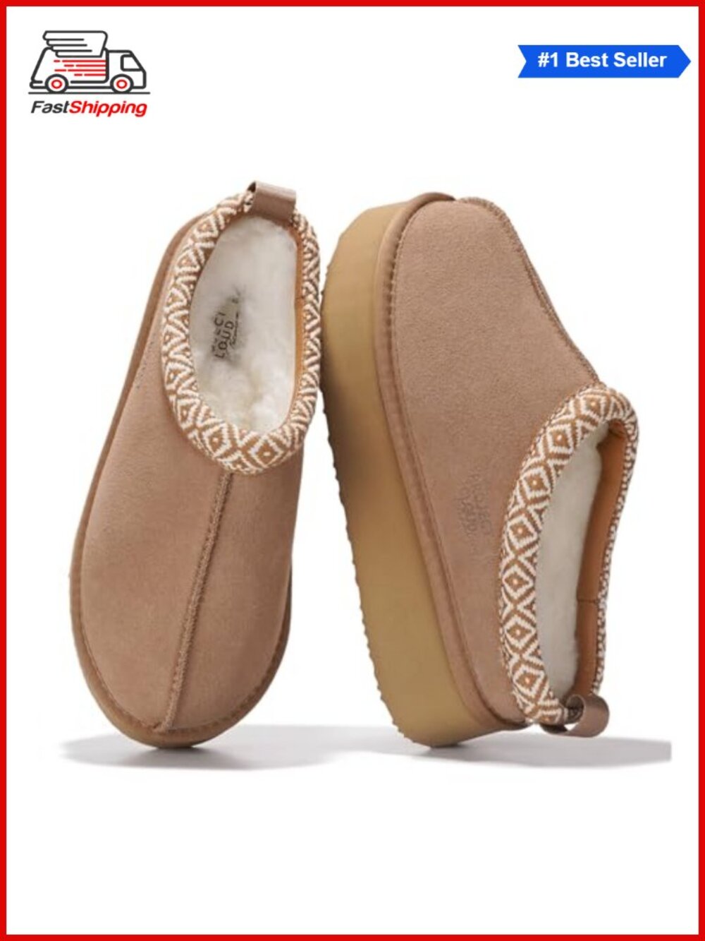 ✨ Project Cloud Genuine Leather Shearling Platform Slippers Memory Foam Non-Slip